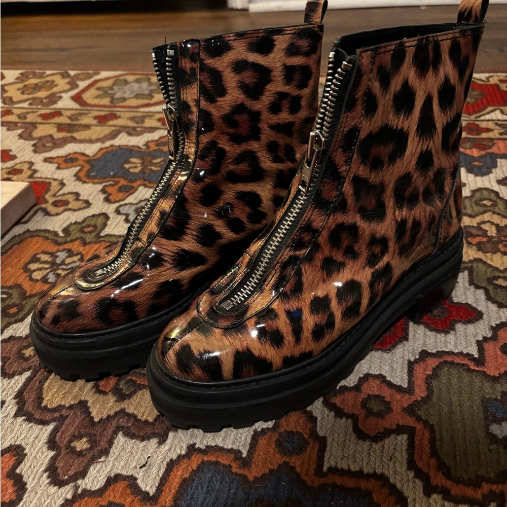 SCHUTZ Leopard Print Combat Boots
